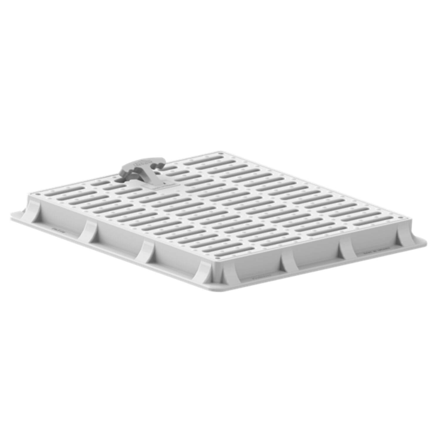 Grătar pluvial pătrat din PP, gri, 500x500 cu mâner