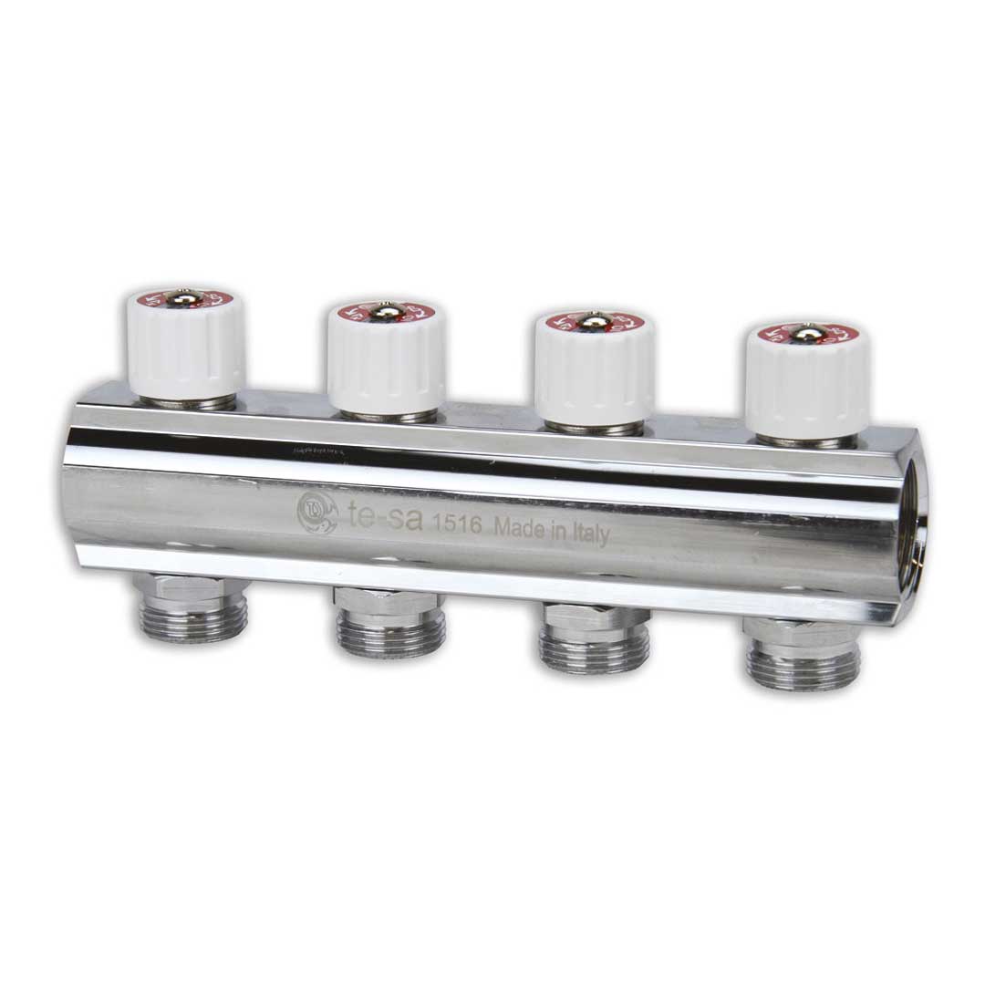 Colector de distribuţie drept, cu ventil 4 căi - 1"x3/4"