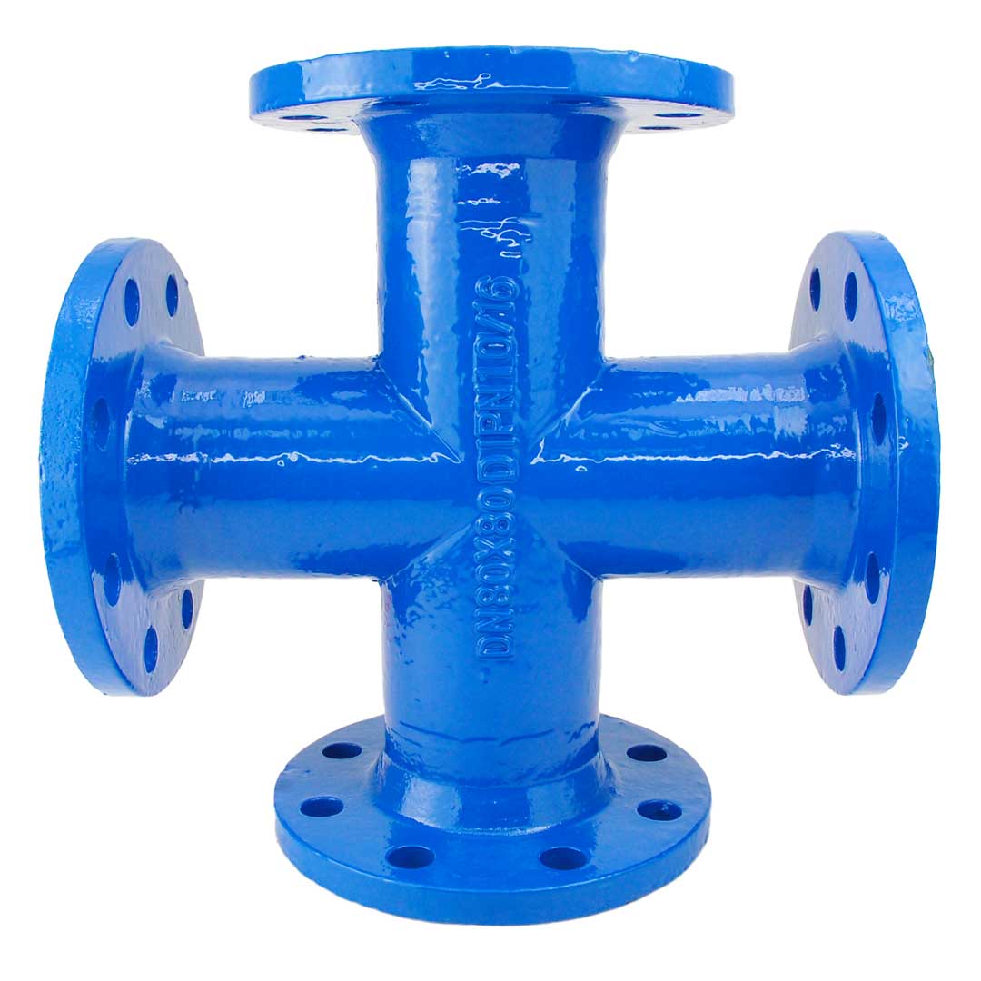 Cruce egală din fontă ductilă cu flanșe - 100x100 mm