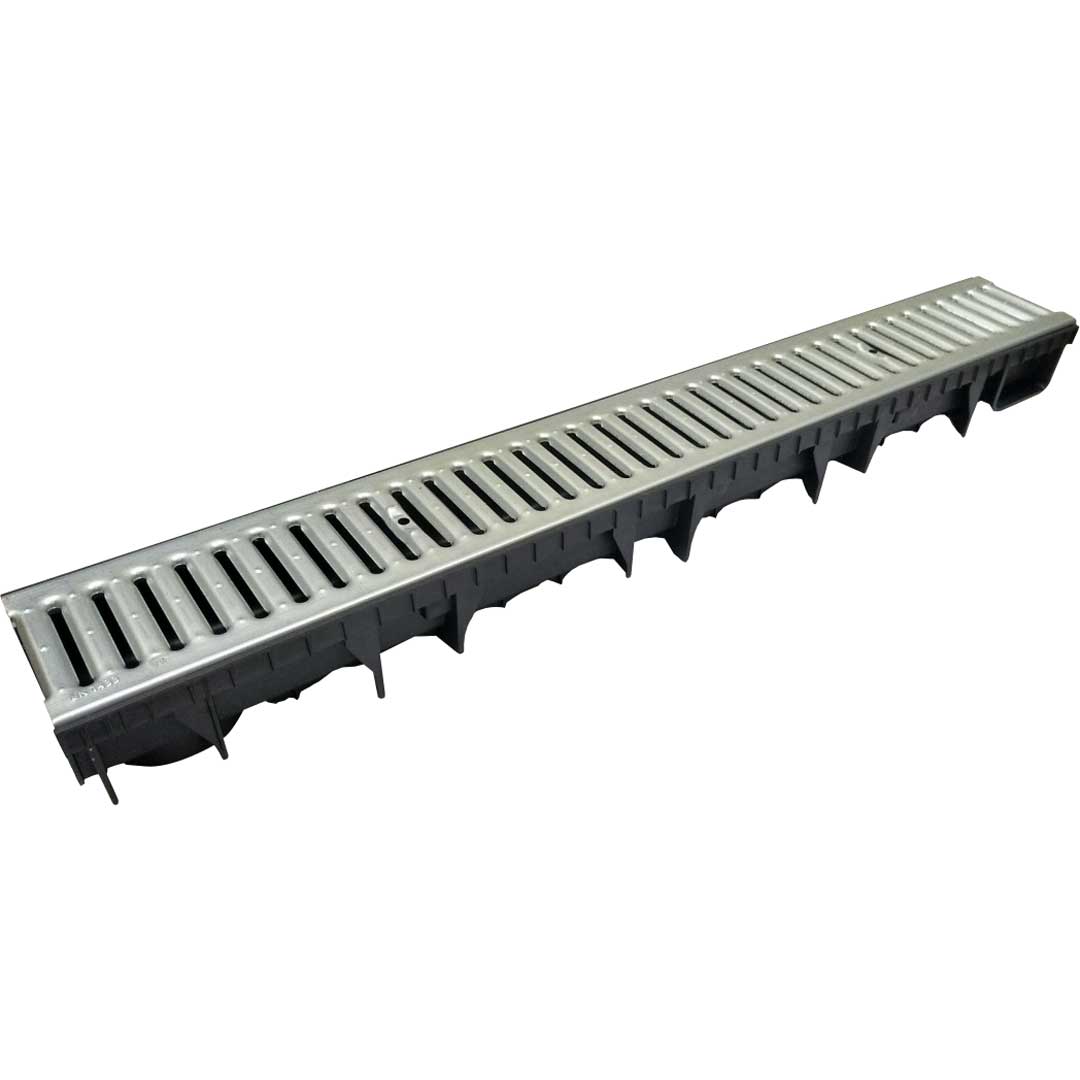Rigolă drenaj ECO NOR cu grilă din oțel galvanizat - 130x85x1000