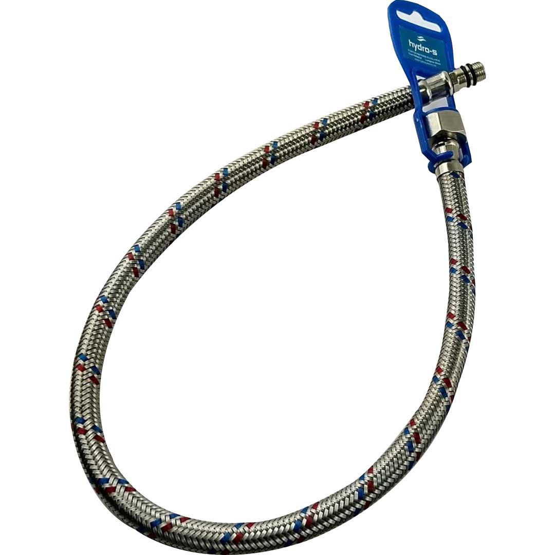 Furtun din INOX pentru conectare baterii - SCURT - M10x1/2"F - 500 mm
