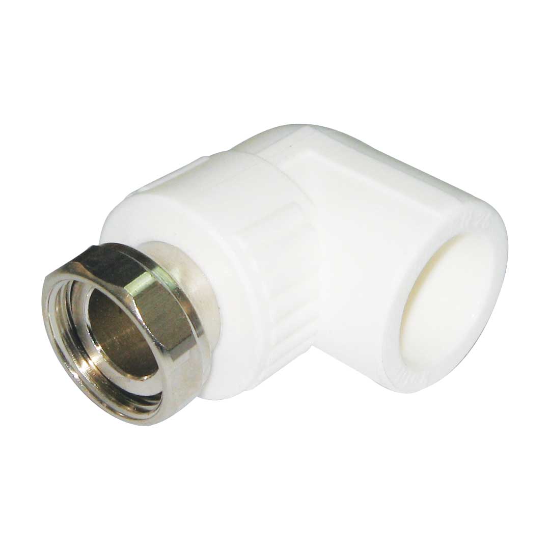 Cot PPR 90° alb cu semiolandez, F - 25x3/4"