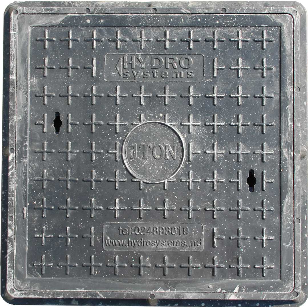 Capac canalizare plastic patrat, 700x700, 1t - GRI - 700x700